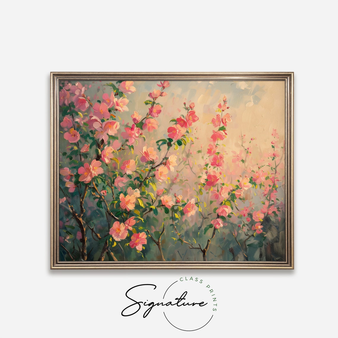 Blossoming Peach Trees In Sunrise Glow Spring Orchard Poster - Image 4