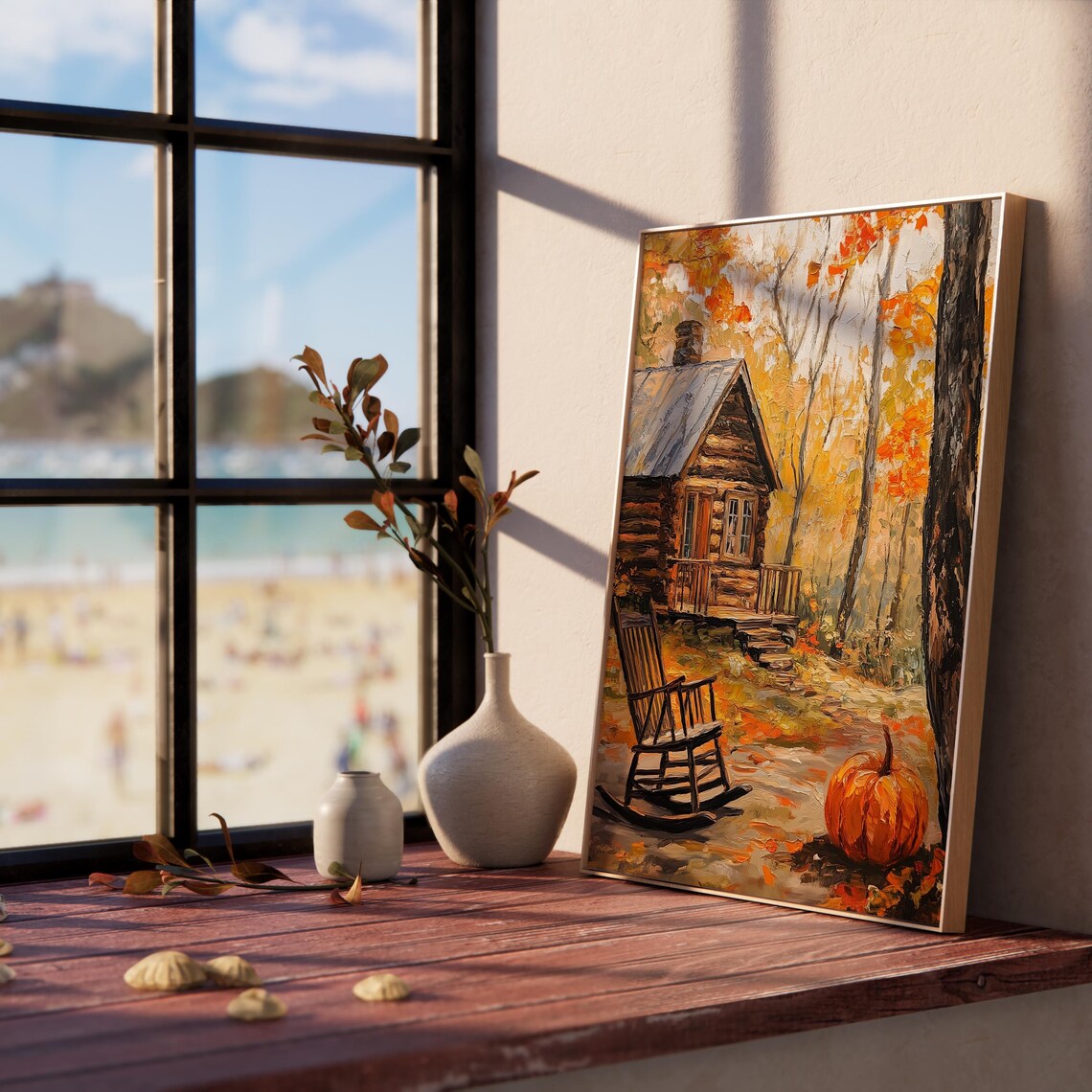 Cozy Log Cabin With Rocking Chair And Pumpkin Autumn Woods Poster - Image 5