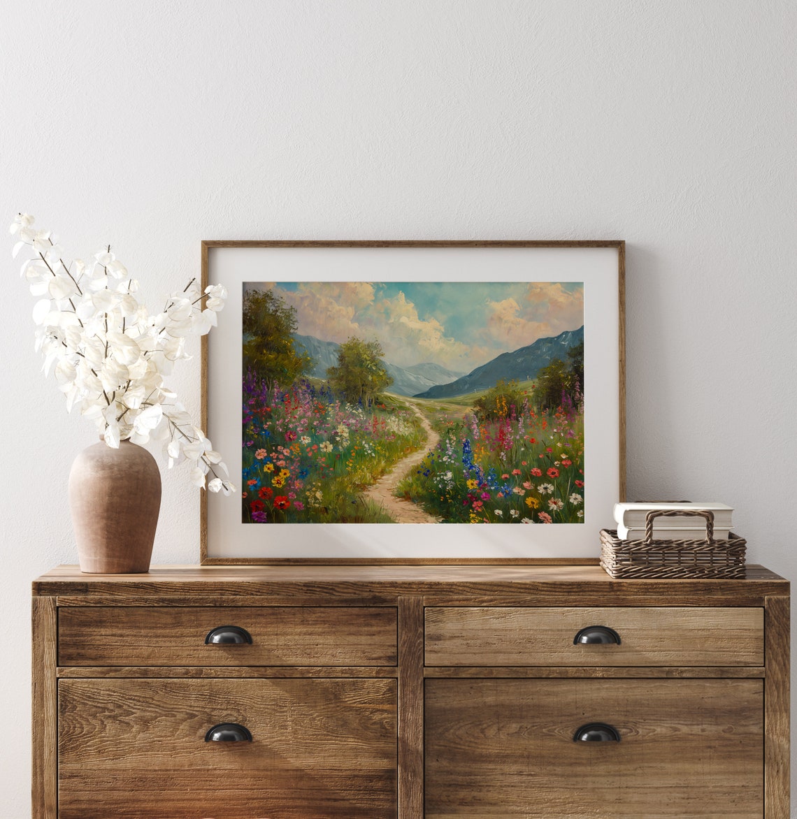 Wildflower Trail Toward Blue Mountains Impressionist Landscape Poster - Image 3