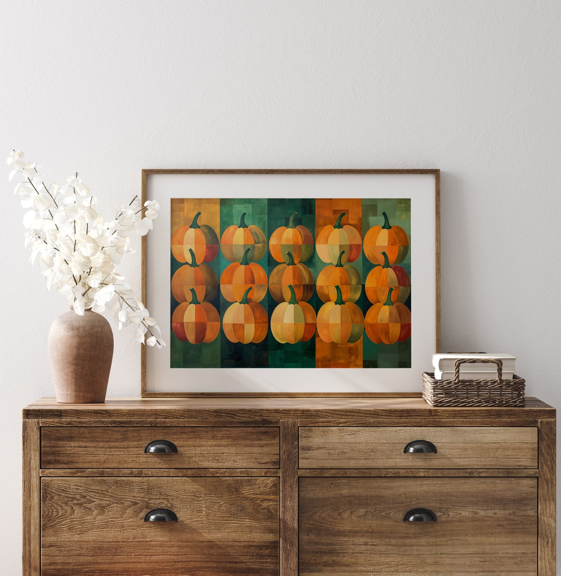 Geometric Pumpkin Patch Grid Pop Art Modern Fall Decor Poster - Image 3