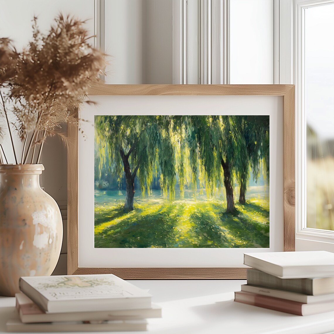 Willow Tree Painting, French Meadow Landscape Art - Image 2