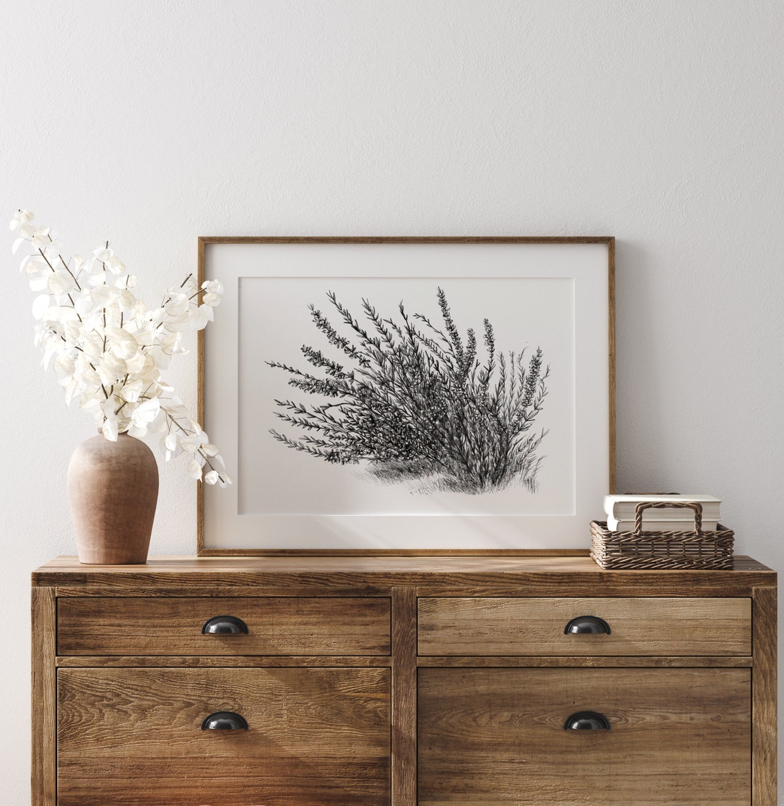Lavender Botanical Ink Sketch Black and White Herbal Drawing Poster - Image 3