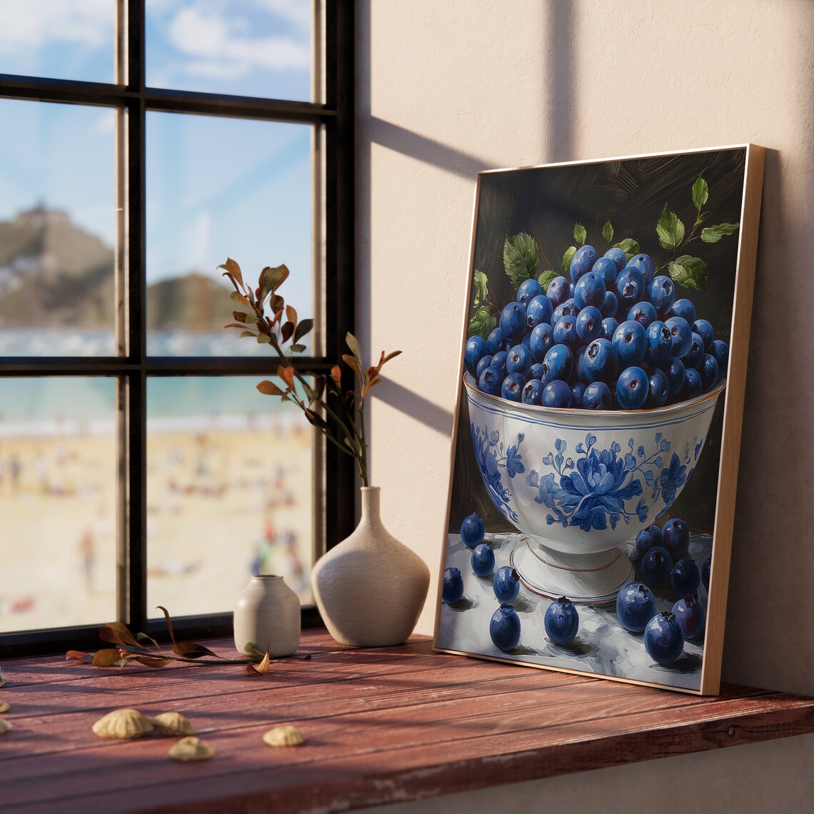 Blueberries In Porcelain Bowl, Summer Berry Art Print - Image 5