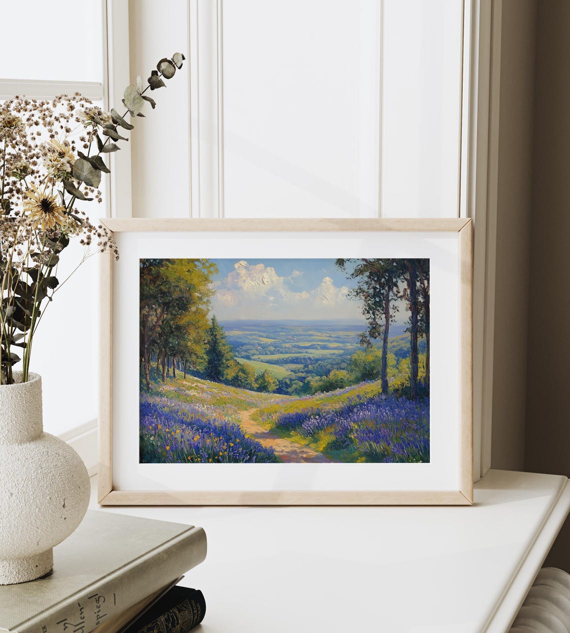 Bluebell Meadow Overlooking Blue Valley Fall Landscape Wall Poster - Image 6