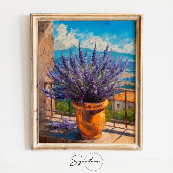 Potted Lavender on Sunny Mediterranean Balcony Flower Poster
