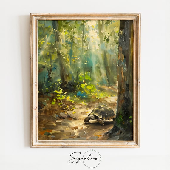 Sunlit Solitude Tortoise Forest Sanctuary Art Print