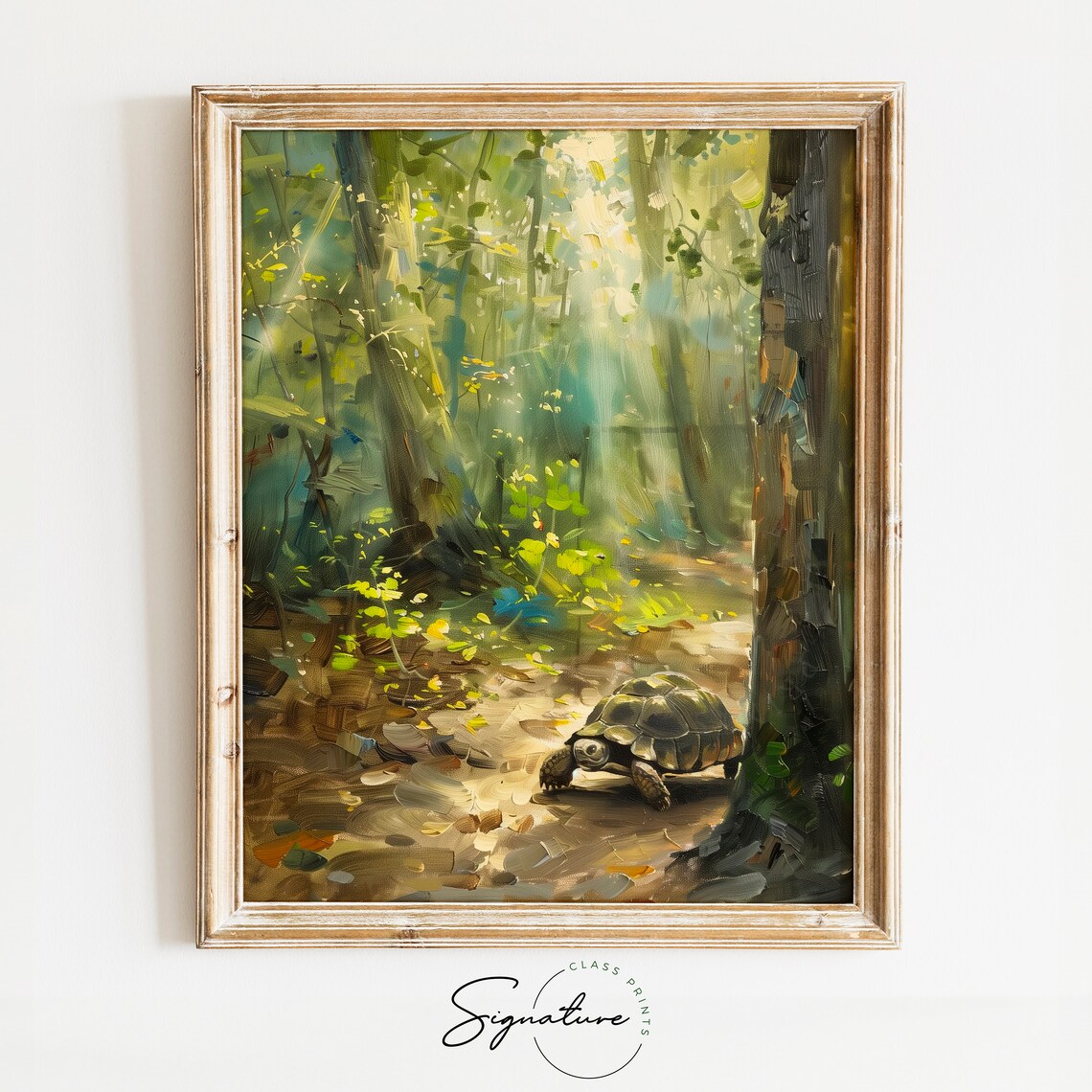 Sunlit Solitude Tortoise Forest Sanctuary Art Print