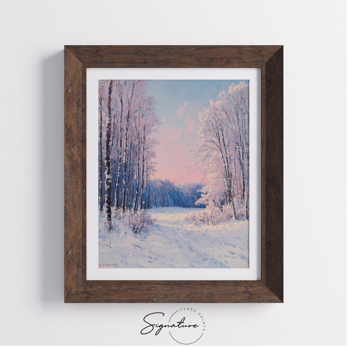 Snowy Forest Clearing At Dawn Pastel Winter Landscape Poster - Image 4