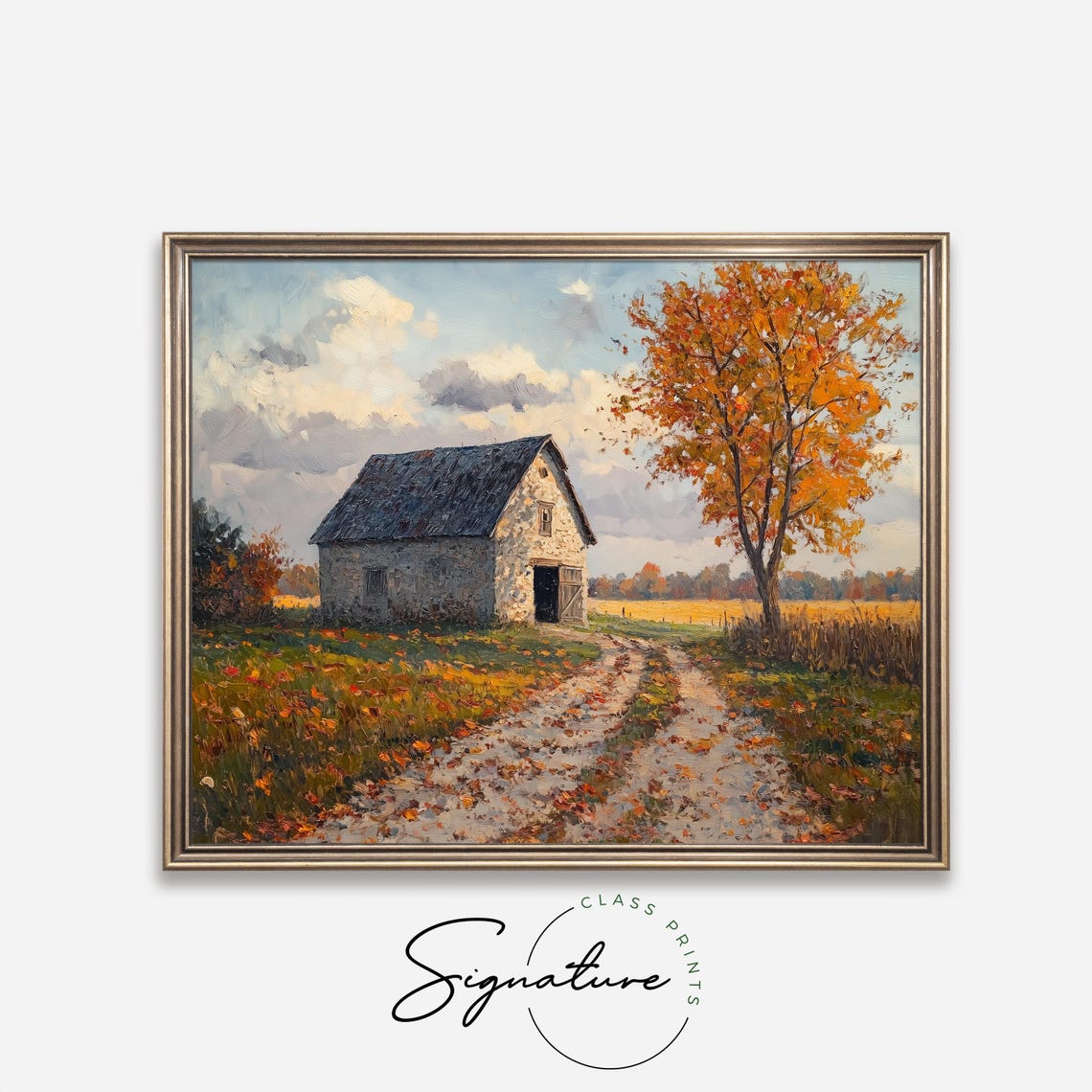 Rustic Stone Barn Autumn Fields Cozy Fall Cottagecore Landscape Poster - Image 4