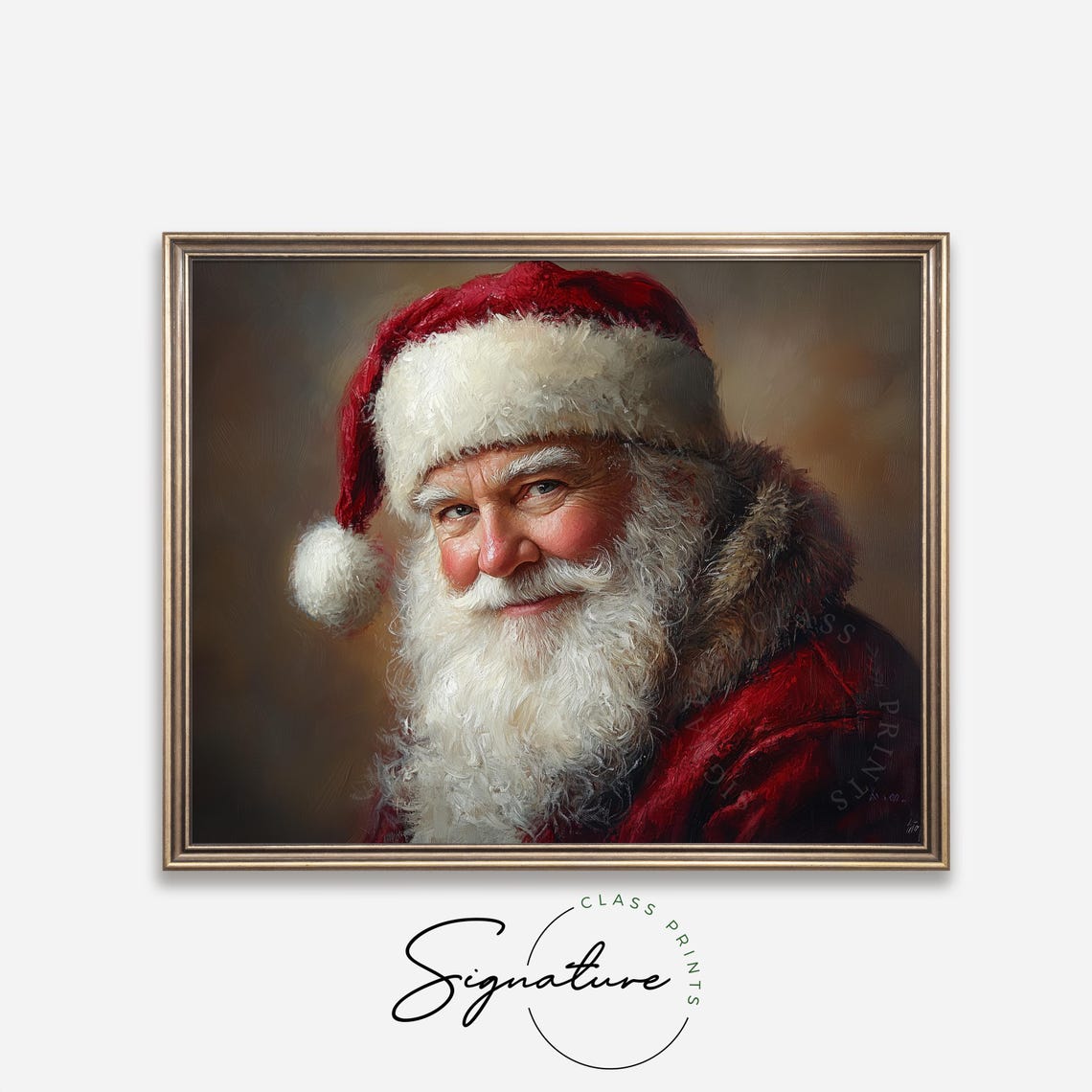 Smiling Santa Claus Close Up Portrait In Warm Golden Light Poster - Image 4