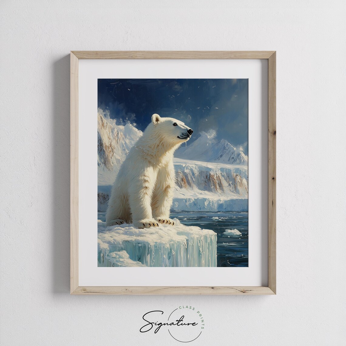 Young Polar Bear Cub On Icy Ridge Arctic Wildlife Painting Poster - Image 3