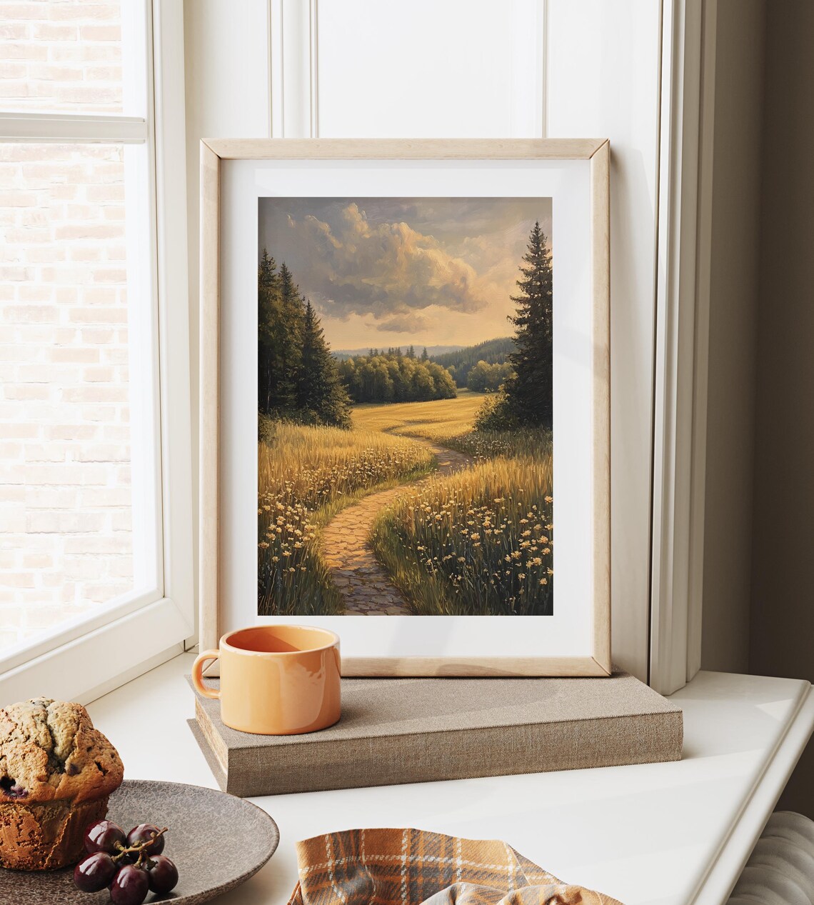 Meadow Path Under A Golden Sky, Cottagecore Landscape - Image 6