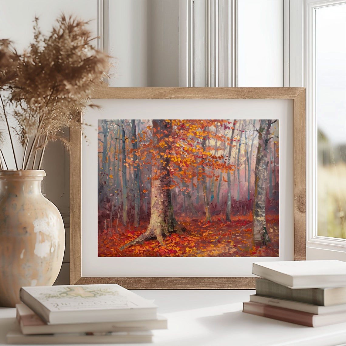 Autumn Beech Tree Misty Forest Rich Fall Colors Rustic Nature Poster - Image 2