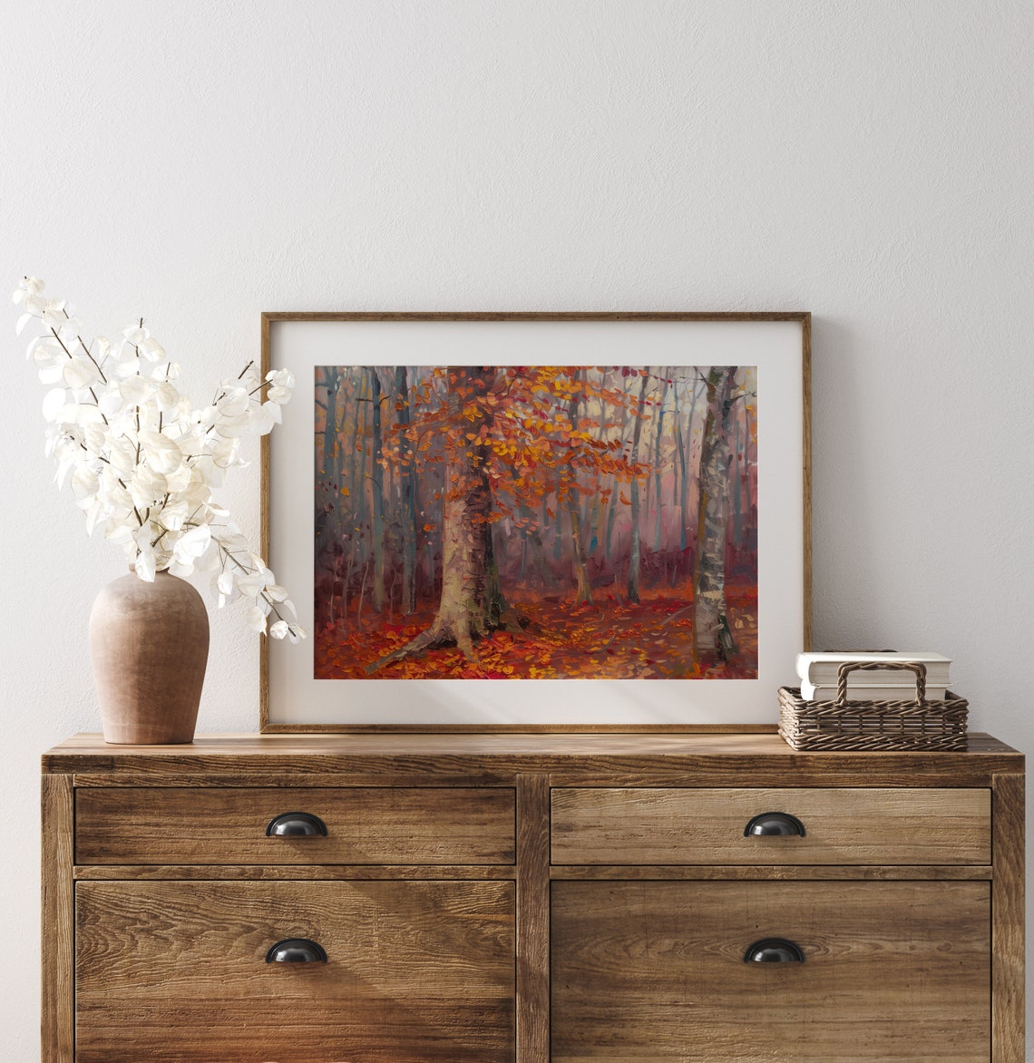Autumn Beech Tree Misty Forest Rich Fall Colors Rustic Nature Poster - Image 3