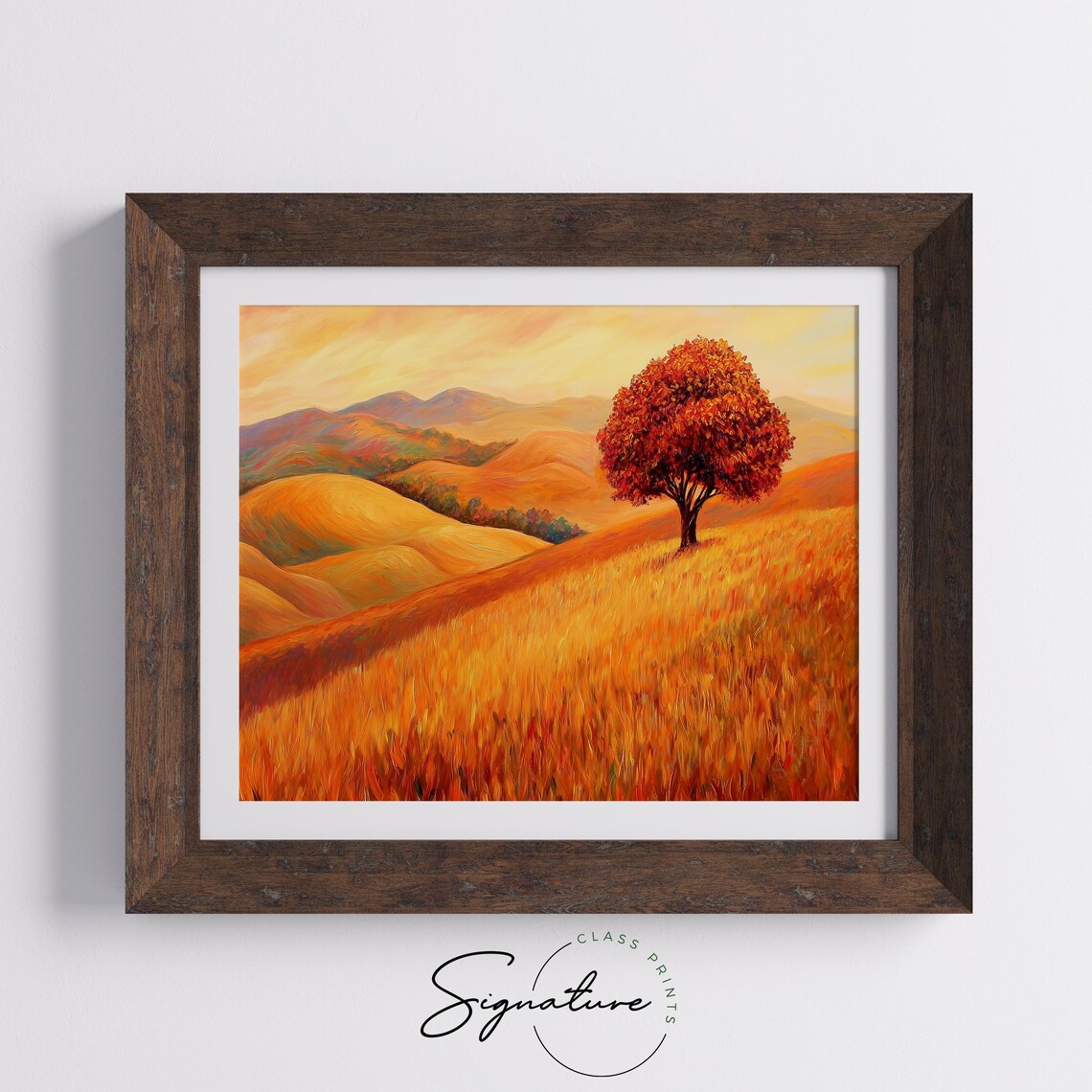 Golden Hillside Autumn Tree Landscape Painting Vibrant Fall Decor Poster - Image 5