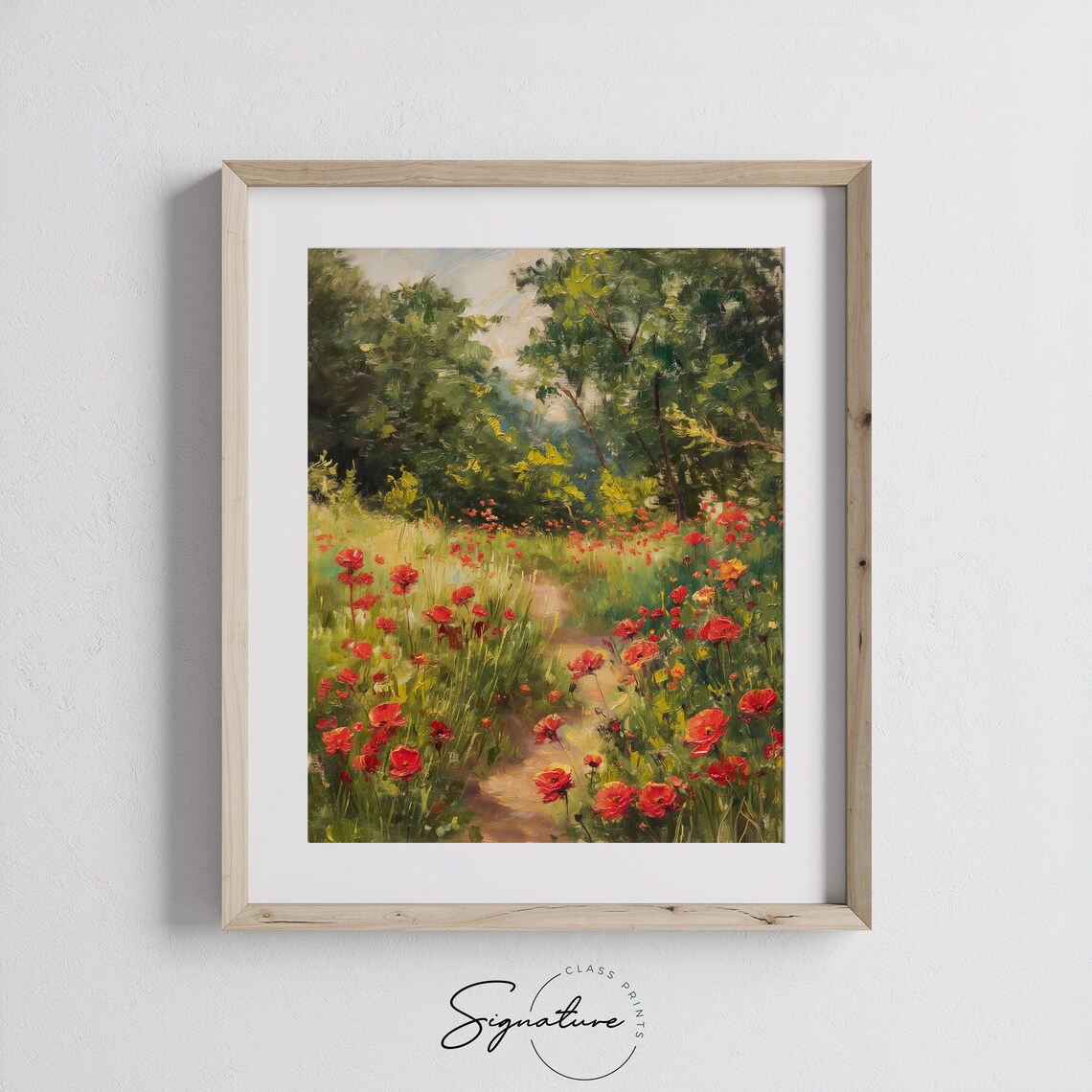 Poppy Field Painting, Rustic Wildflower Landscape - Image 3