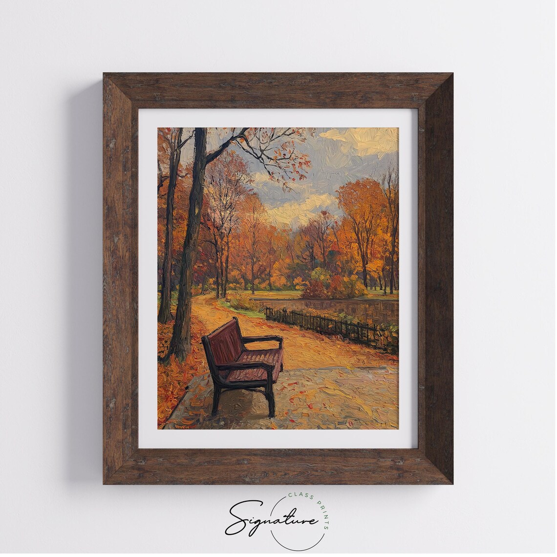 Autumn Walk in Urban Park, Vintage Cityscape Art Print - Image 4