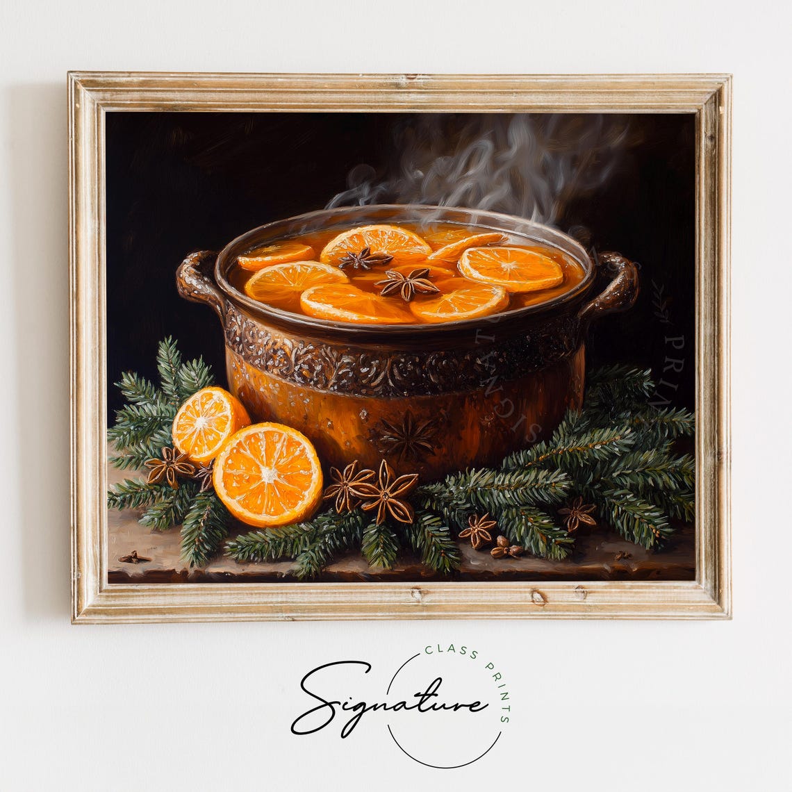 Mulled Cider Pot With Orange Slices Star Anise Steam Still Life Poster