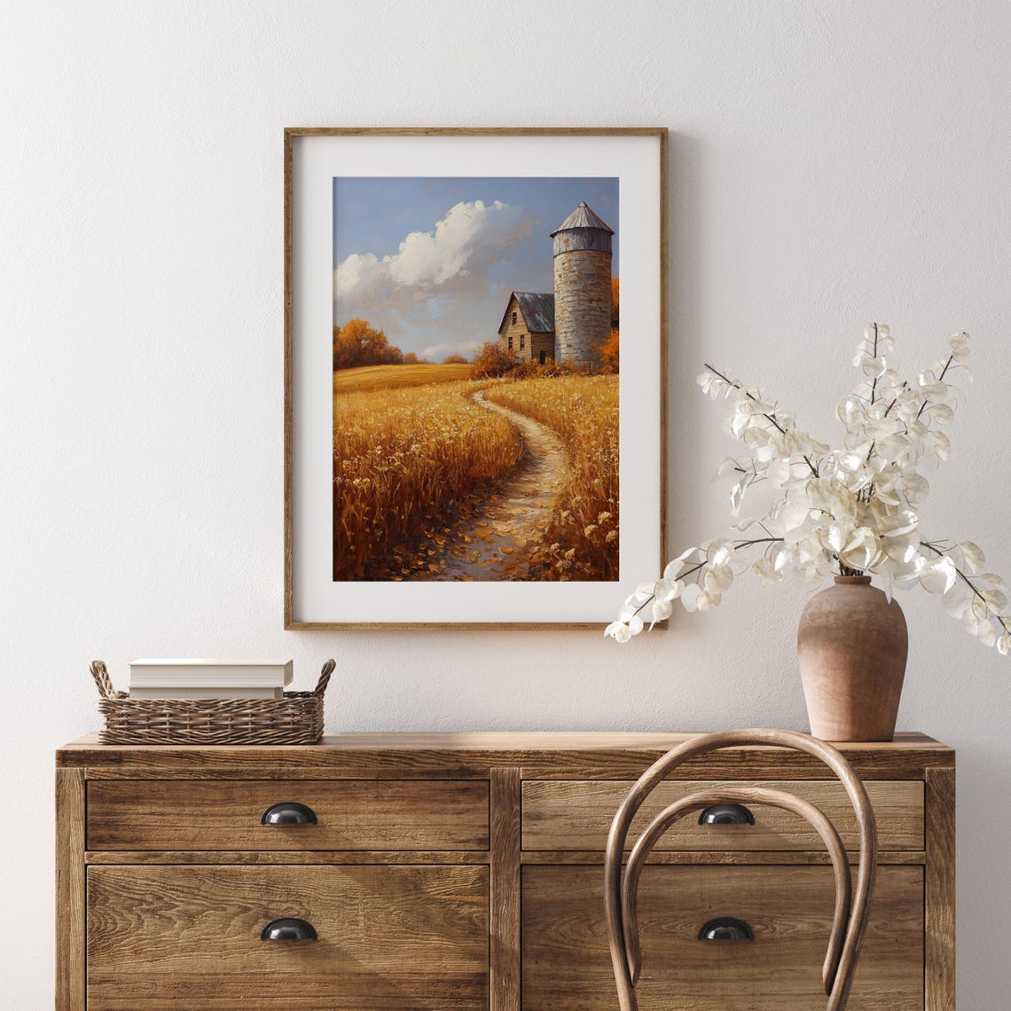 Rustic Silo Small Barn Golden Field Winding Path Autumn Farm Poster - Image 5
