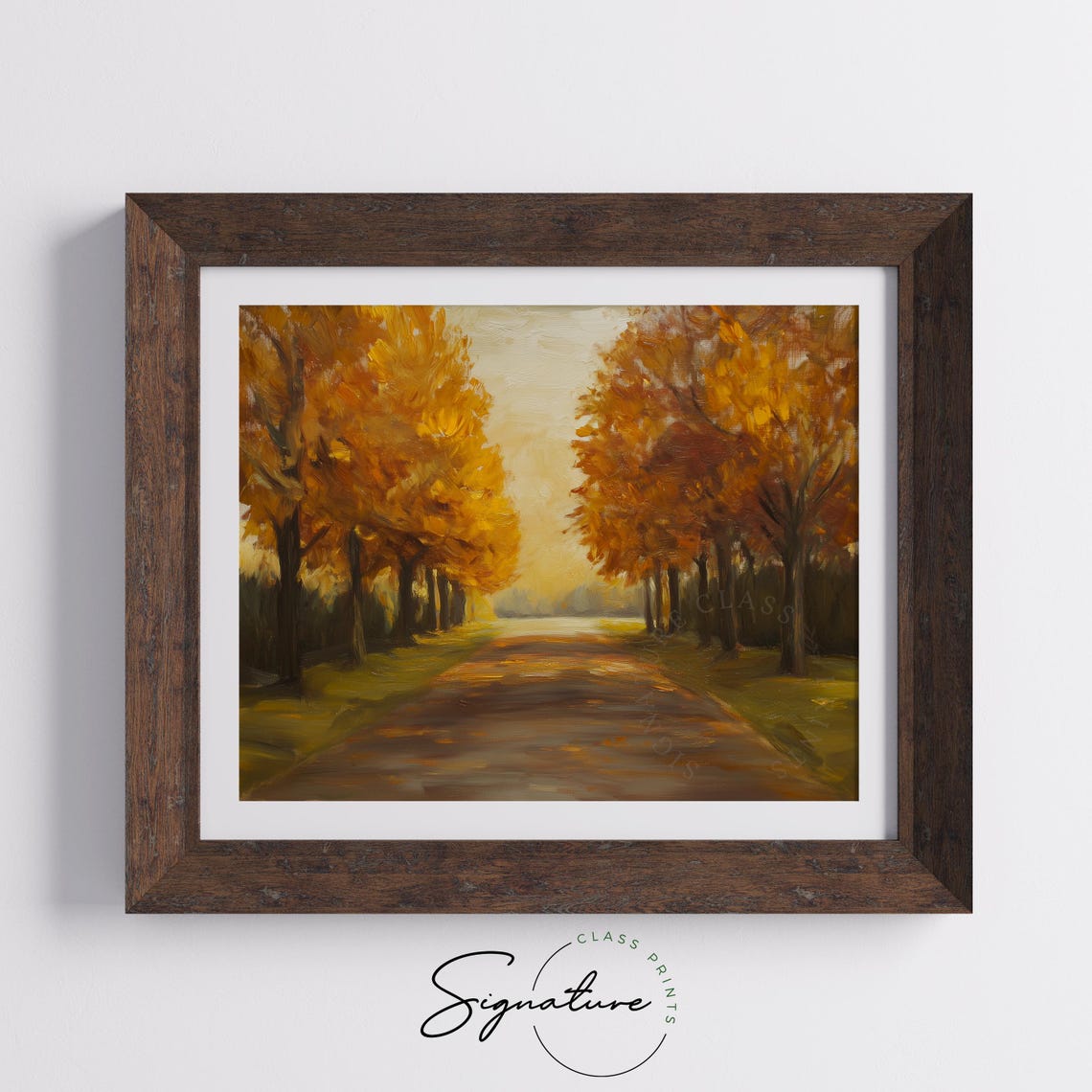 Golden Autumn Tree Lined Country Road Sunlit Fall Landscape Poster - Image 5