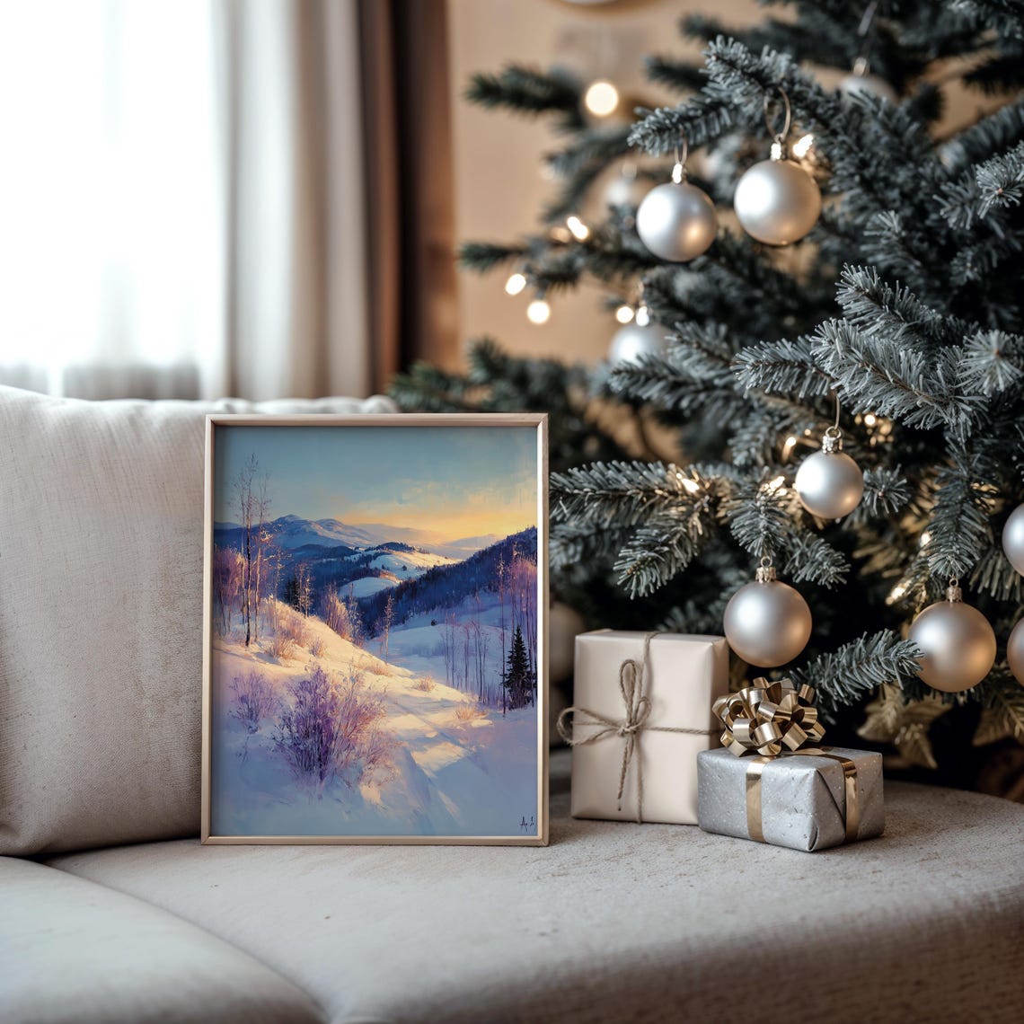 Winter Sunrise Over Snowy Mountain Hillside With Bare Trees Poster - Image 5