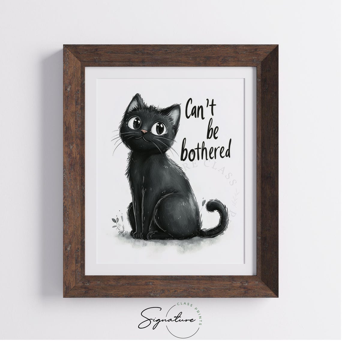 Can Not Be Bothered Sassy Black Cat Big Eyes Cute Quote Wall Art - Image 4