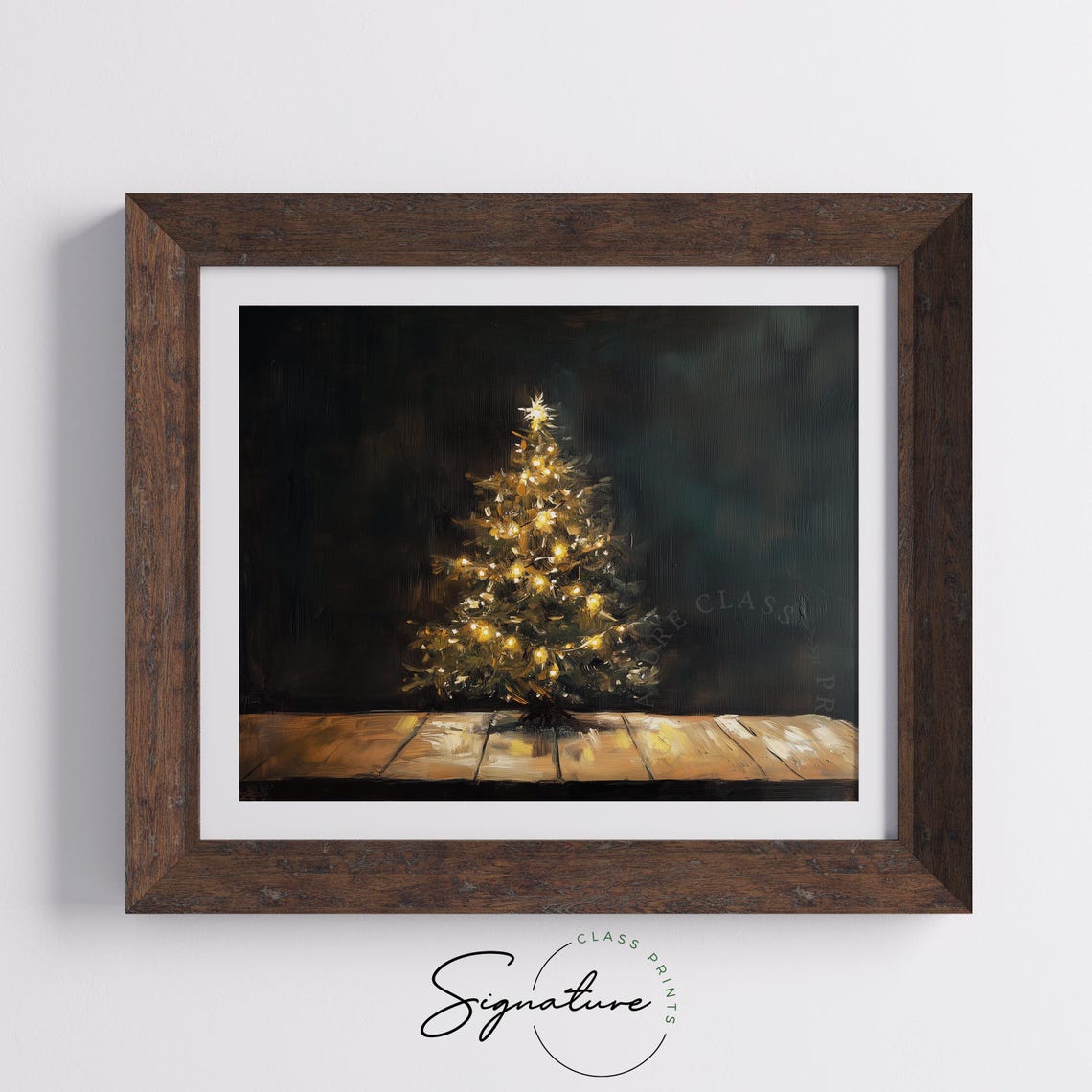 Small Glowing Christmas Tree With Star On A Wooden Table Poster - Image 5