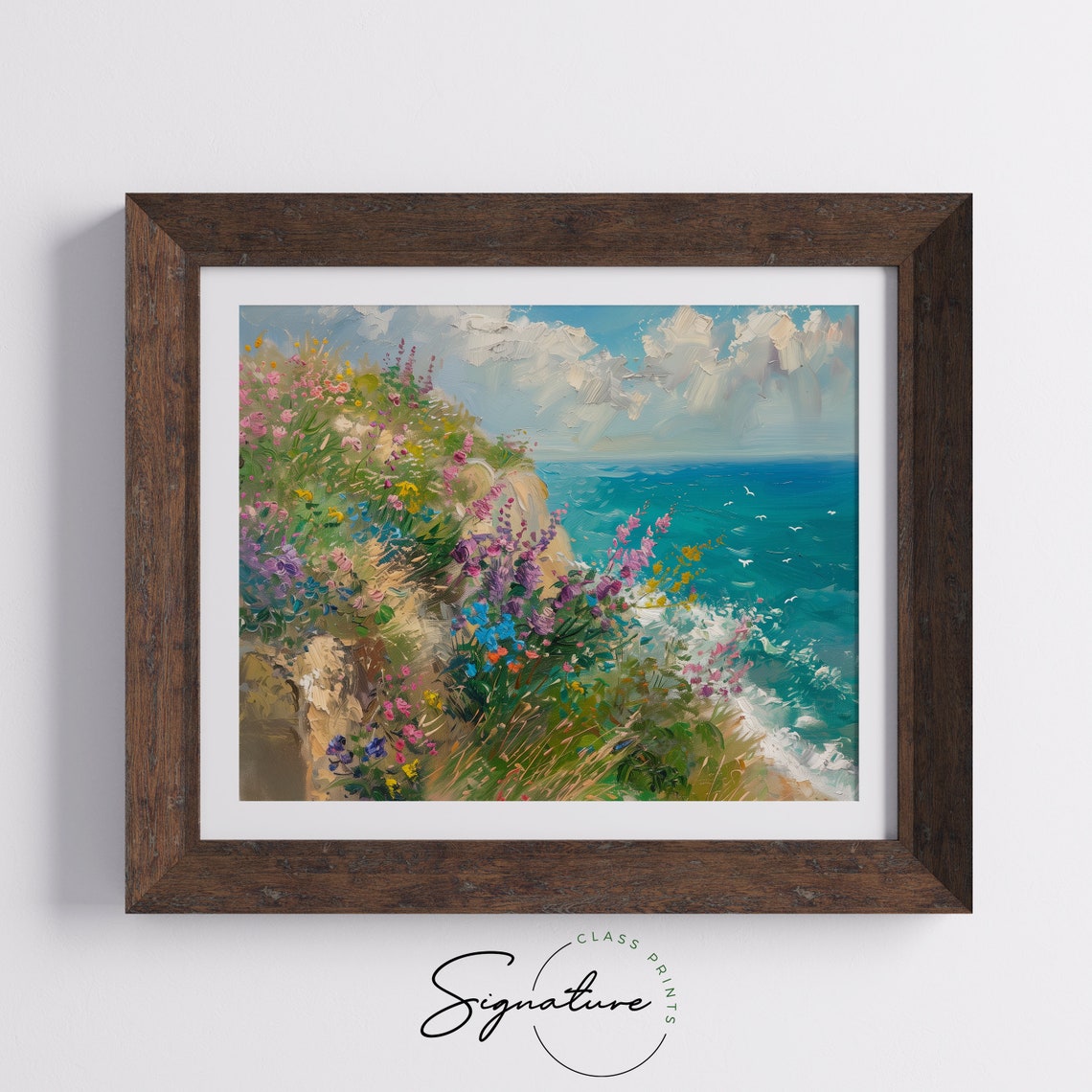 Wildflower Covered Coastal Cliff Over Bright Blue Sea Poster - Image 5