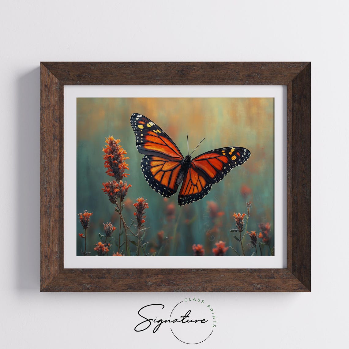 Sunlit Monarch Butterfly Over Orange Blooms Warm Summer Garden Poster - Image 5