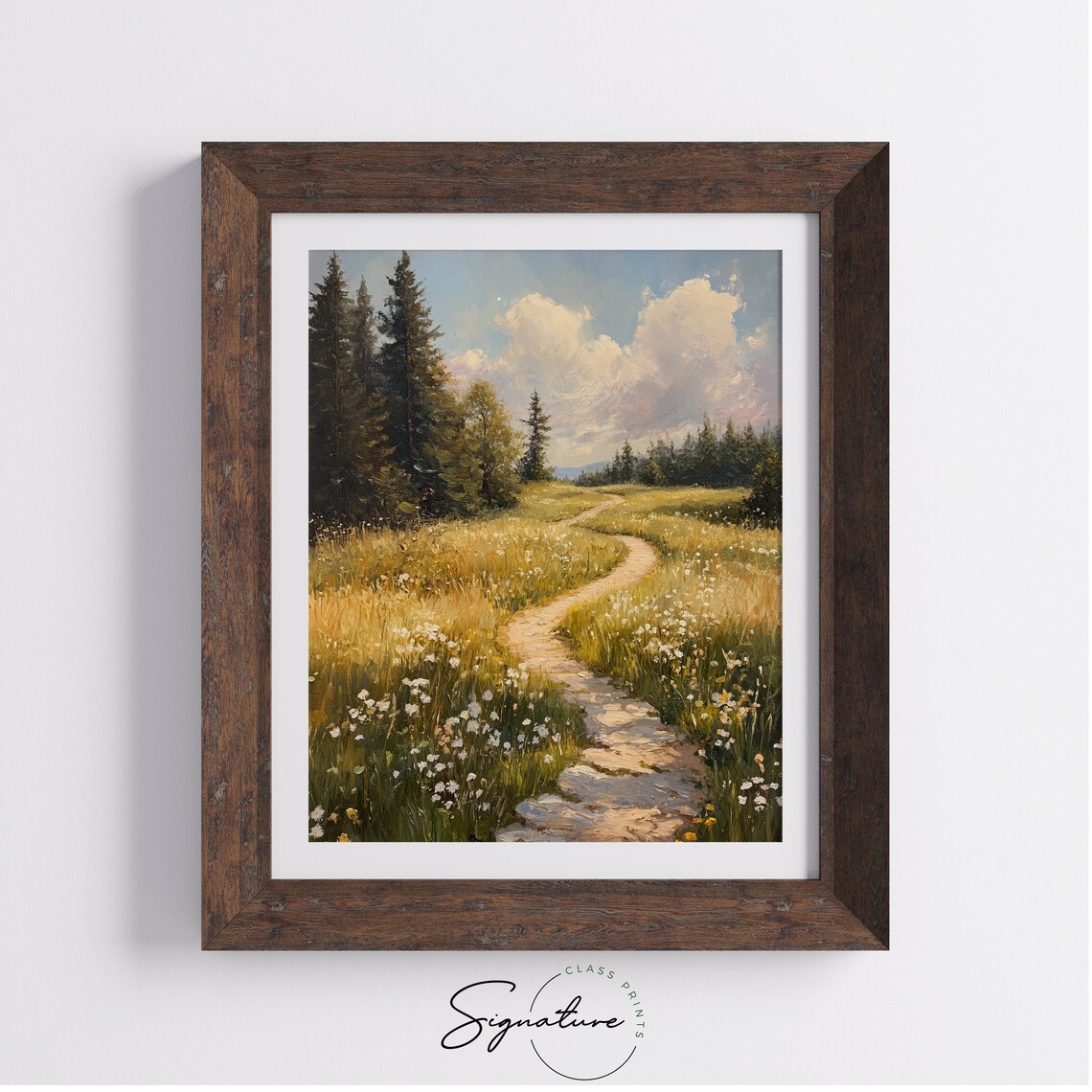 Old Farm Path With Wildflowers Hills Pine Forest Sunny Meadow Poster - Image 3