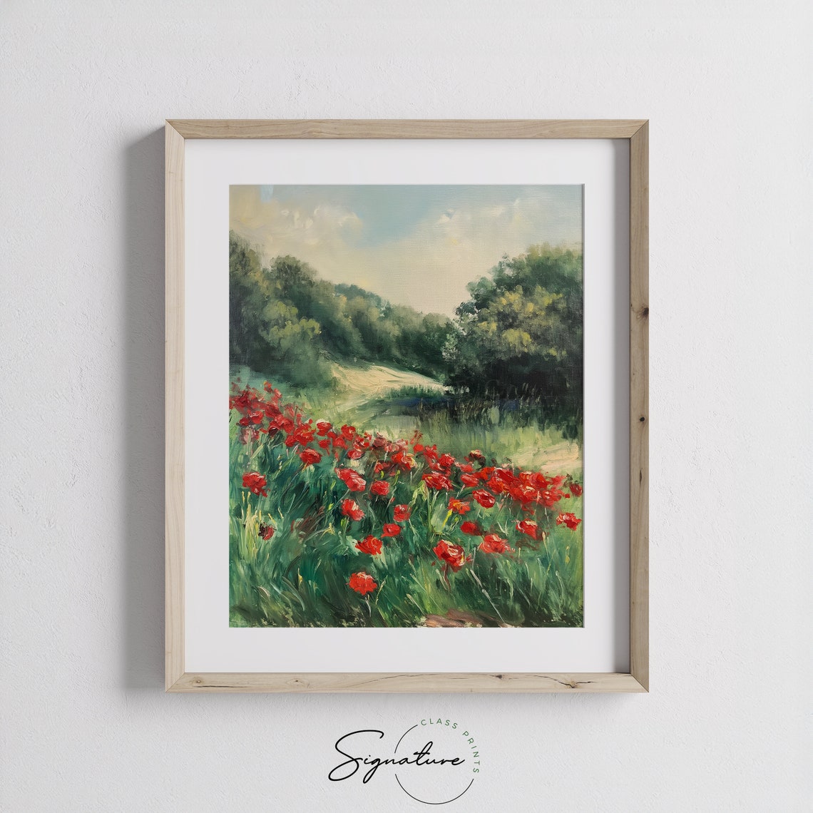 Red Poppies Lush Green Meadow Summer Bloom Countryside Poster - Image 3
