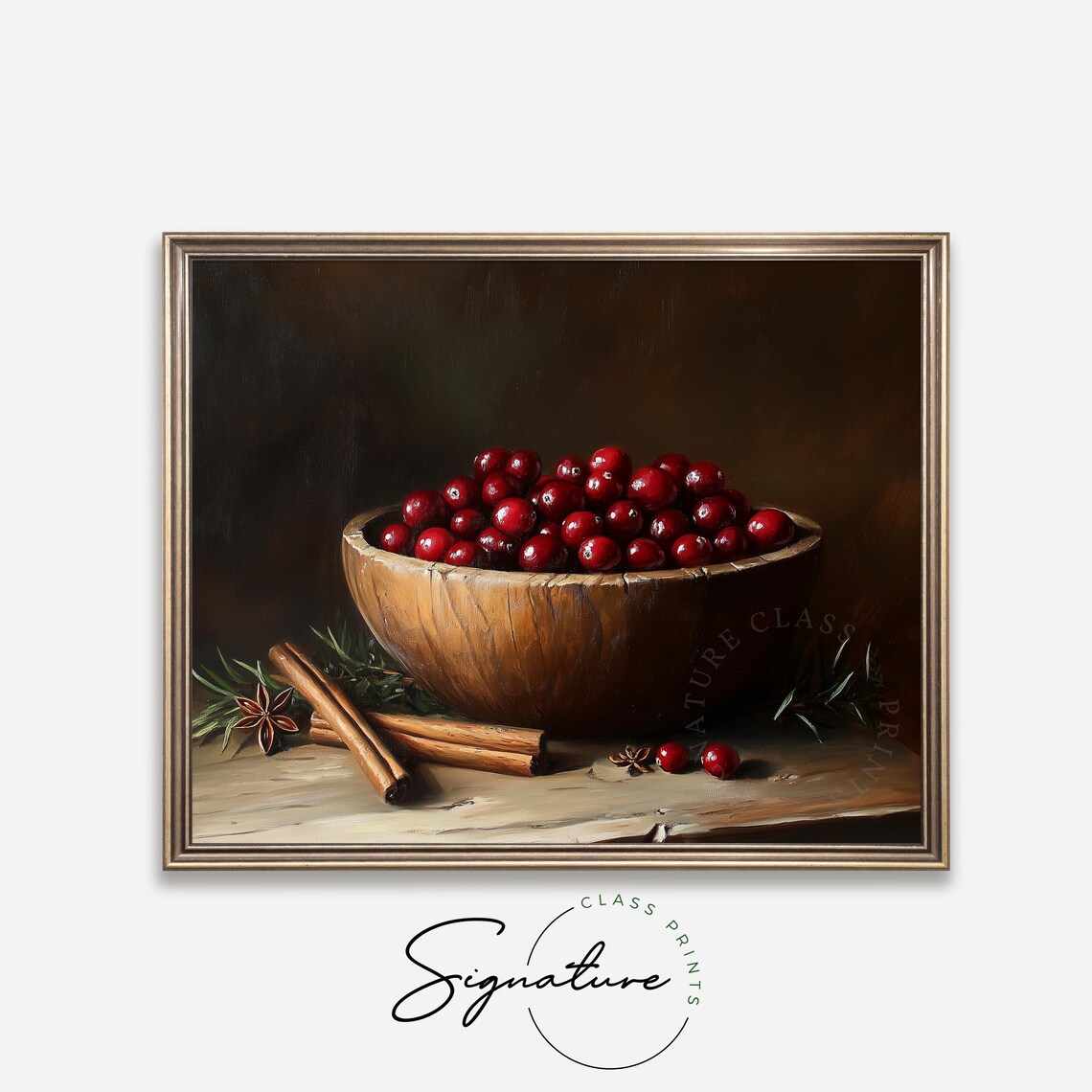 Rustic Bowl Of Cranberries And Cinnamon Art Print - Image 4