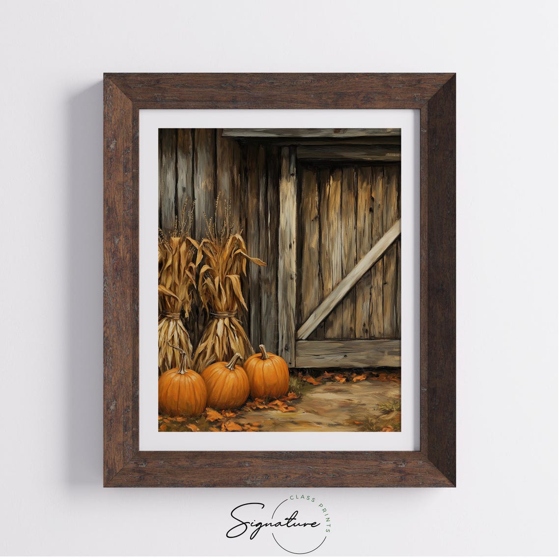 Pumpkins Corn Stalks Rustic Barn Wooden Door Fall Harvest Poster - Image 4