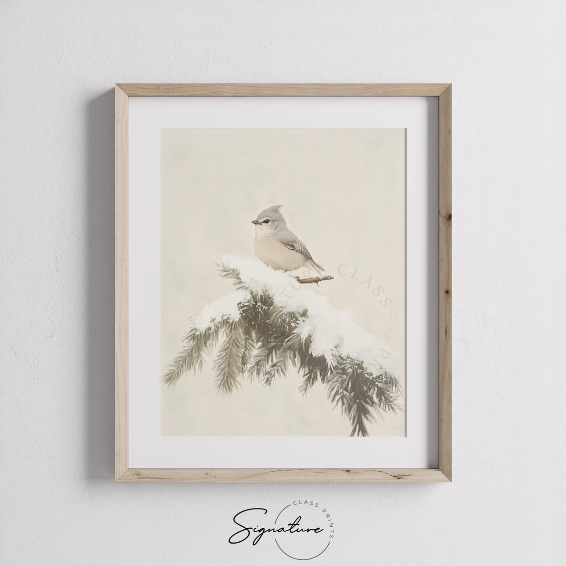 Small Tufted Gray Bird on a Snow Laden Branch Minimalist Poster - Image 2