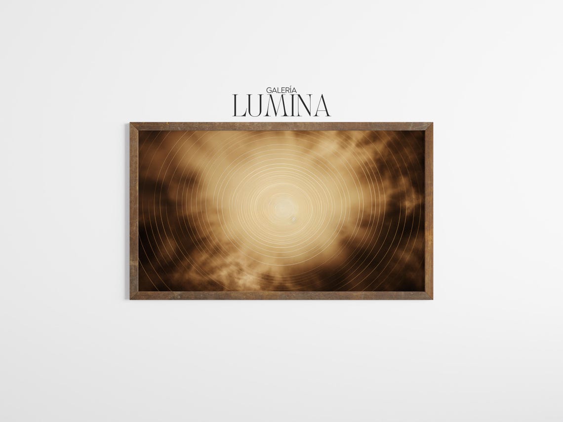 Golden Concentric Circles Radiant Abstract Light Glow Art Poster - Image 3