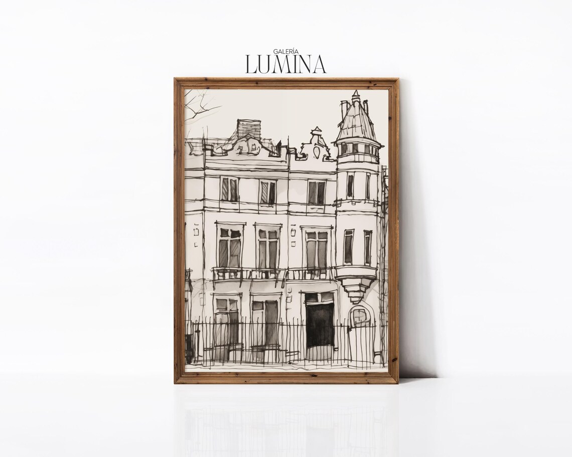 Victorian Building In London, Minimalist Sketch Print - Image 3