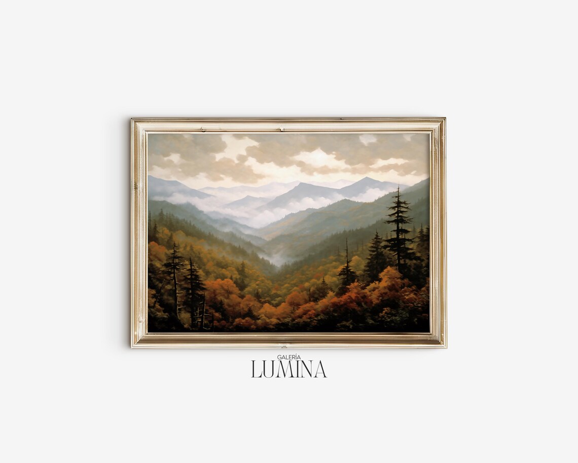 Great Smoky Mountains Vintage Oil Painting Art Print - Image 2