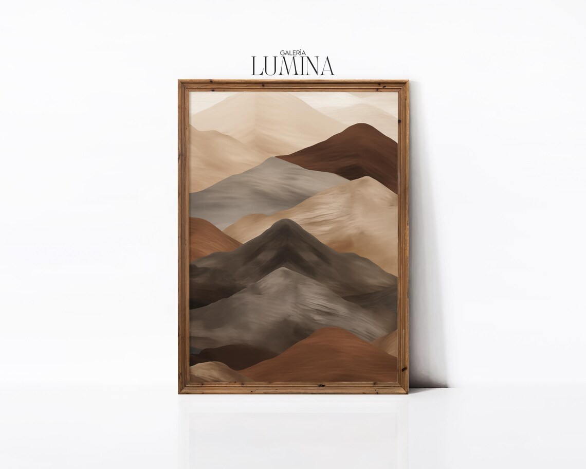 Brown Tones Abstract Mountain Art Print, Contemporary - Image 3