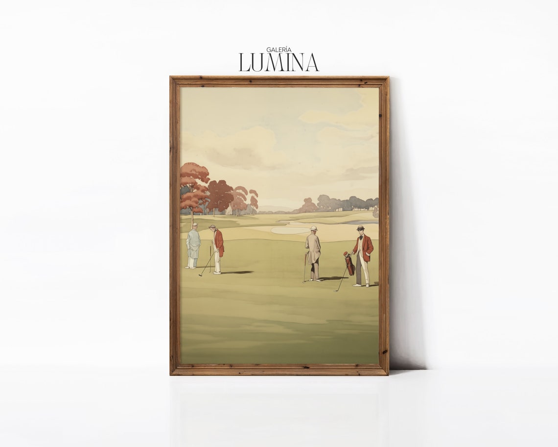 Vintage Golf Drawing Nature Landscape Painting Golf Course Wall Art Golf Fan Gifts Fathers Day Gift Art Frame Tv Art 146 - Image 3