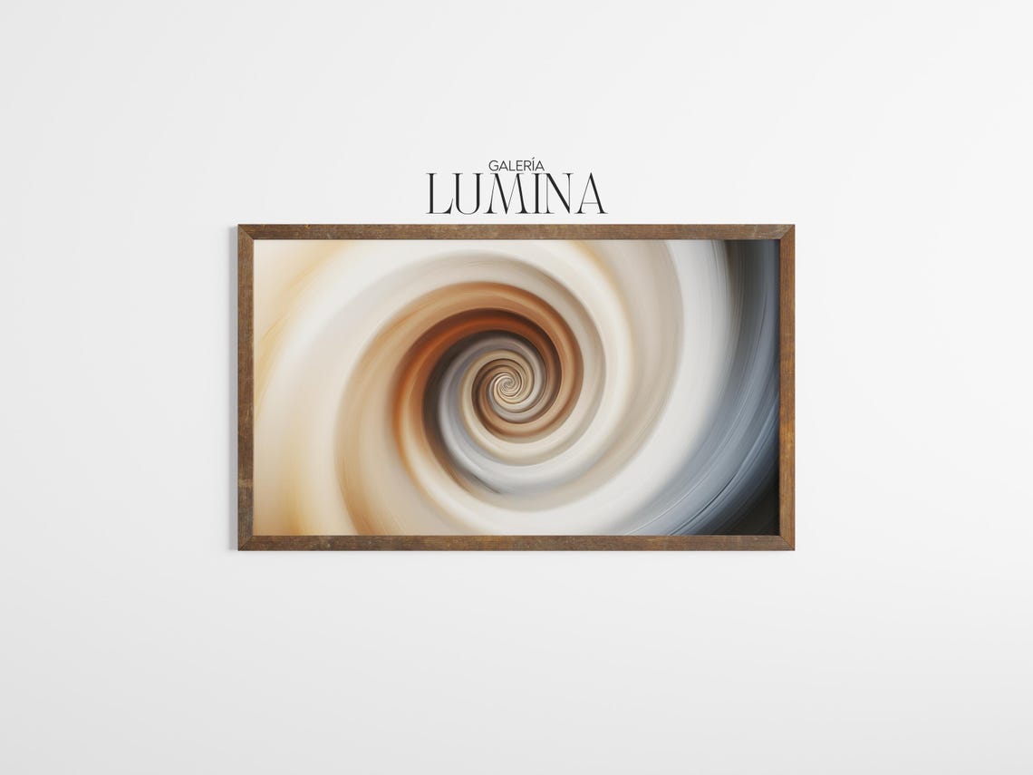 Neutral Spiral Movement Abstract Painting Minimalist Beige And Gray Artwork Modern Wall Art Art Frame Tv Art 839 - Image 3