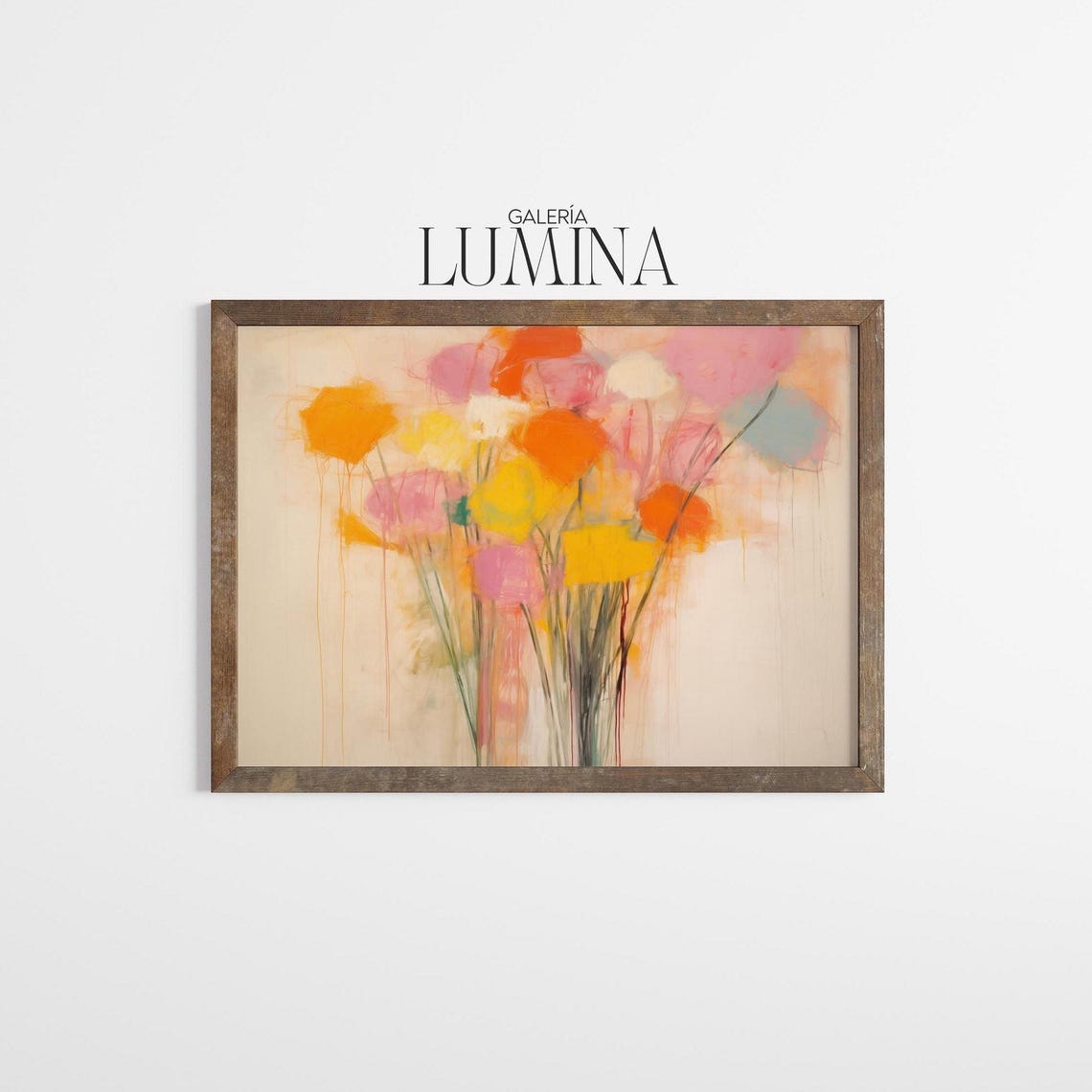 Abstract Colorful Flower Bouquet With Loose Brushwork On Cream Poster