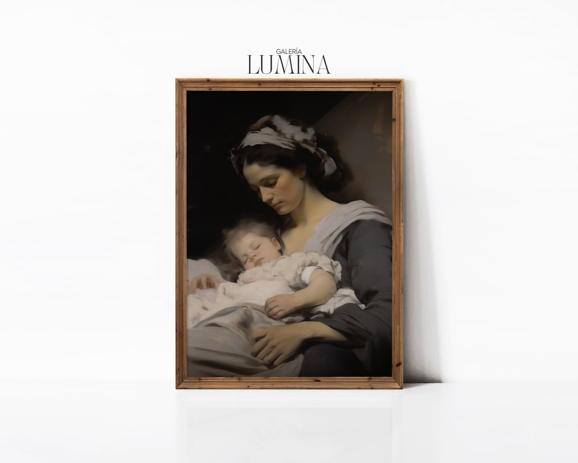 Medieval Mother And Child Painting Antique Religious Art Mother And Baby Print Motherhood Painting Art Frame Tv Art 003 - Image 3