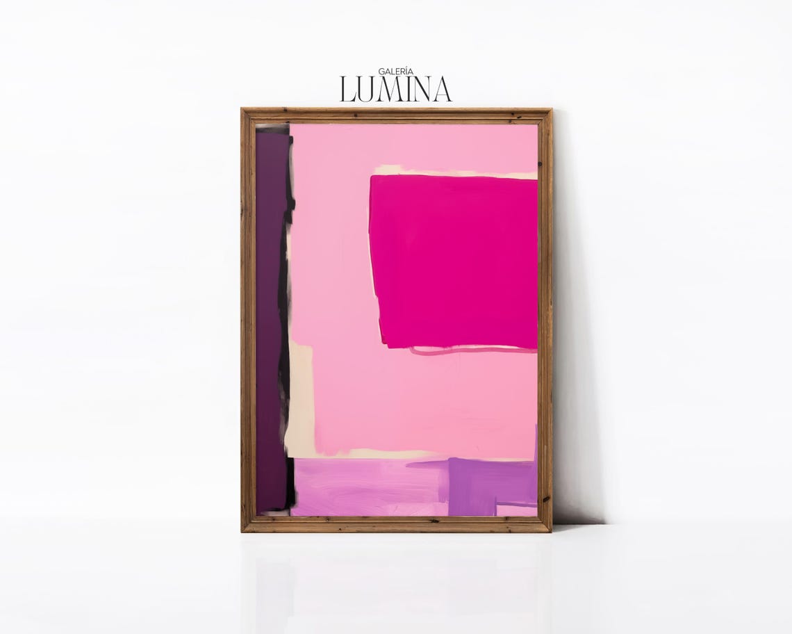 Contemporary Pink And Purple Abstract Color Blocks Bold Modern Poster - Image 2