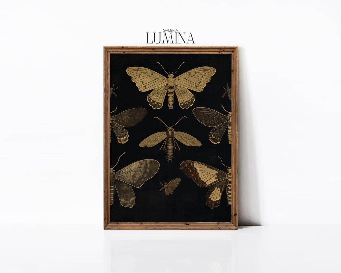 Dark Moody Butterfly Print Vintage Butterflies Painting Black Butterfly Print Moody Insect Wall Art Art Frame Tv Art 417 - Image 3