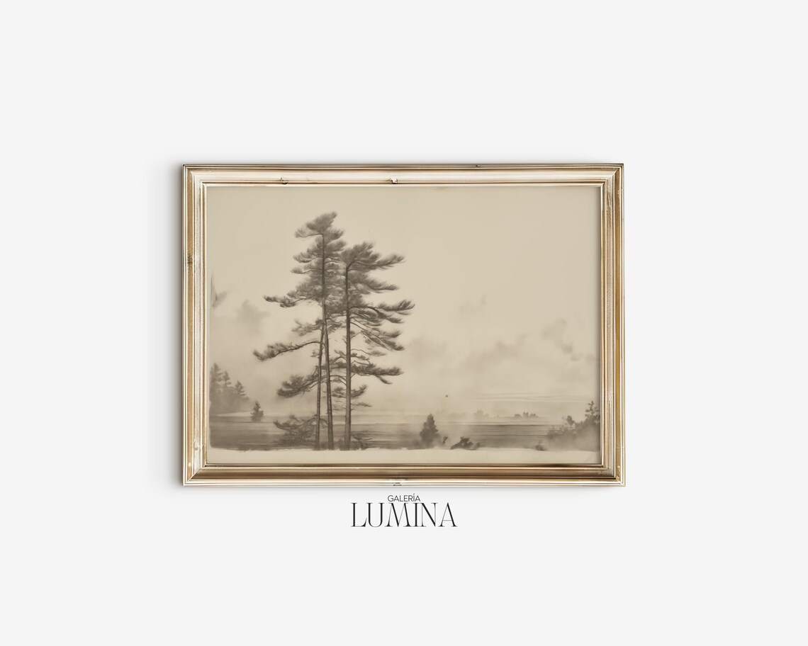 Pine Tree Vintage Rustic Sketch Drawing Art Print - Image 2