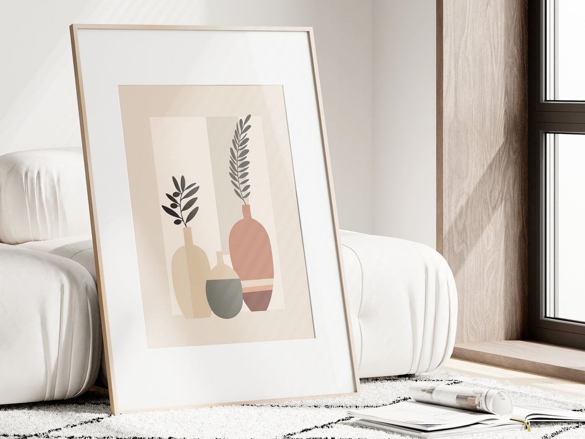 Terracotta Vase Trio Boho Botanical Abstract Neutral Tones Poster - Image 2