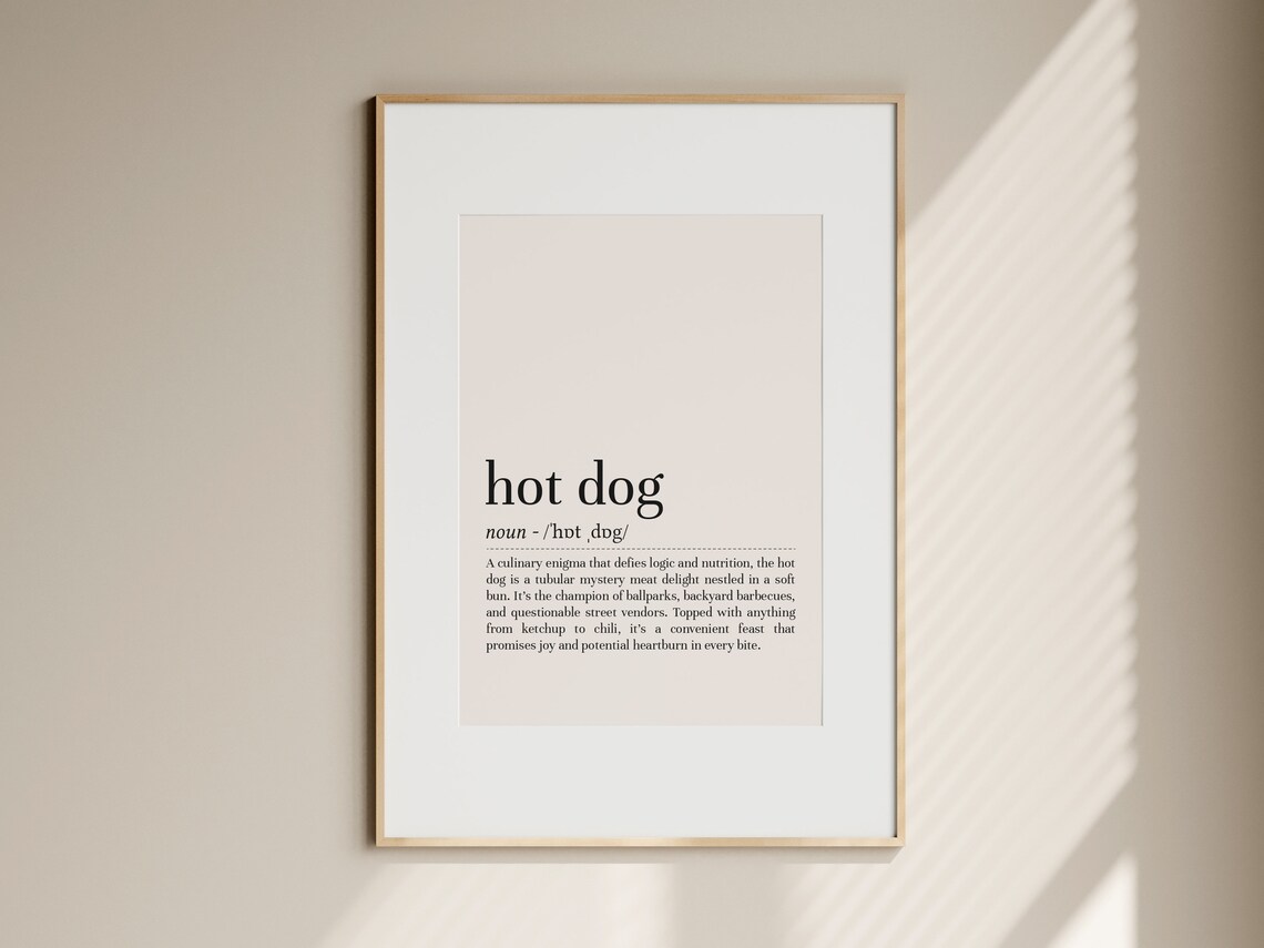 Hot Dog Definition Poster, Minimalist Wall Art - Image 2