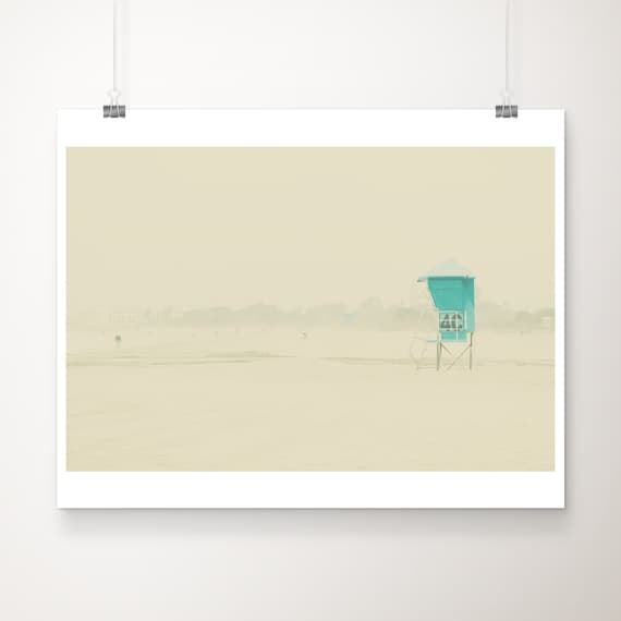 Coronado Island Beach Mint Lifeguard Tower Minimalist Photo Poster