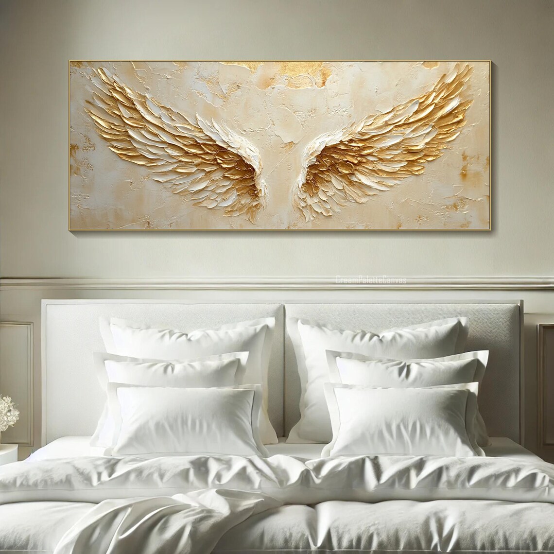 Golden Wings Abstract Wings Wall Art Print, Boho - Image 2