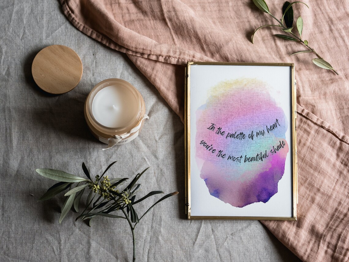 In the Palette of My Heart Quote Watercolor Romantic Love Poster - Image 4